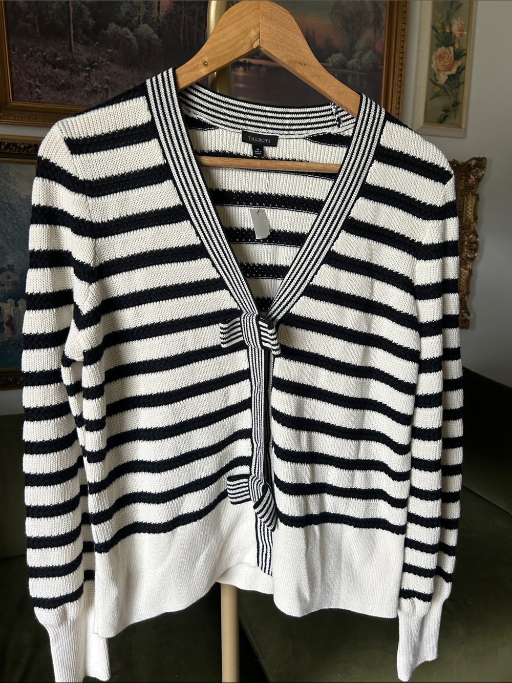 NWT Talbots Bow Front Texture Stitch Cardigan